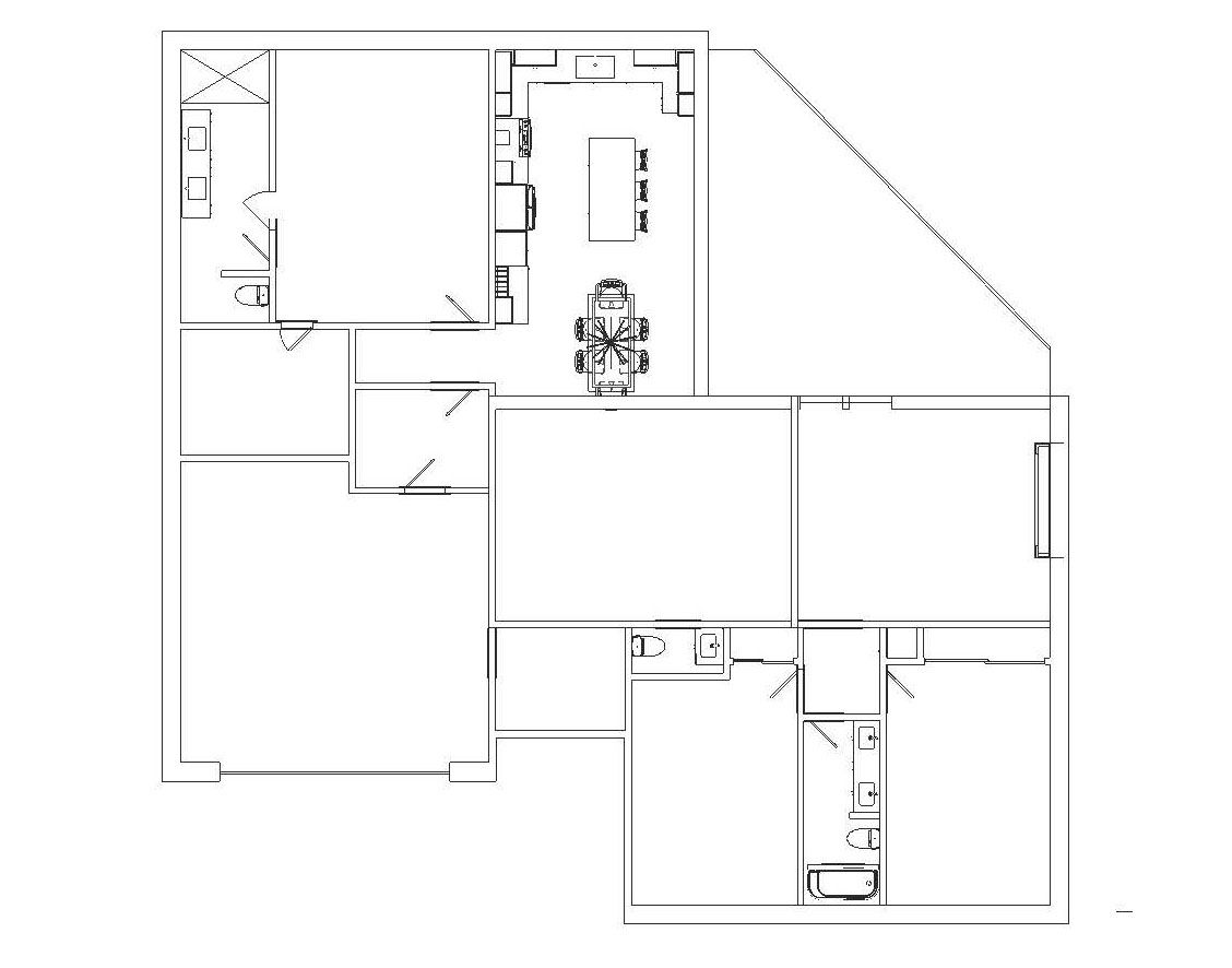 A black and white floor plan of a house.