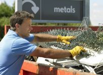 Scrap metal bins at a Teralba's metal recyclers