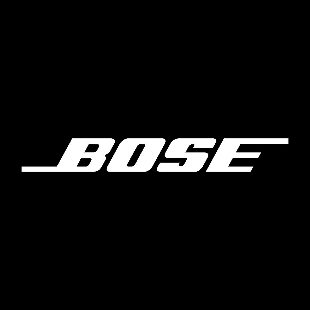 The bose logo is white on a black background.