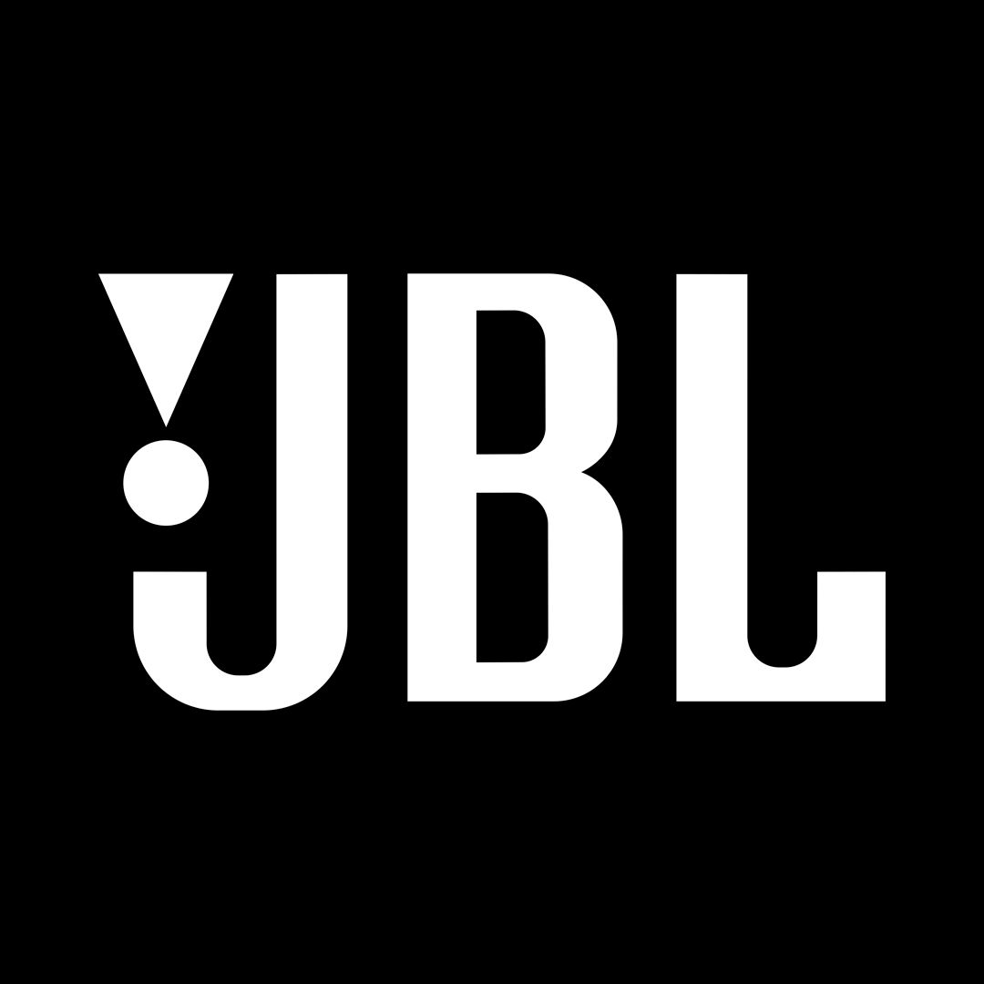 The jbl logo is white on a black background.