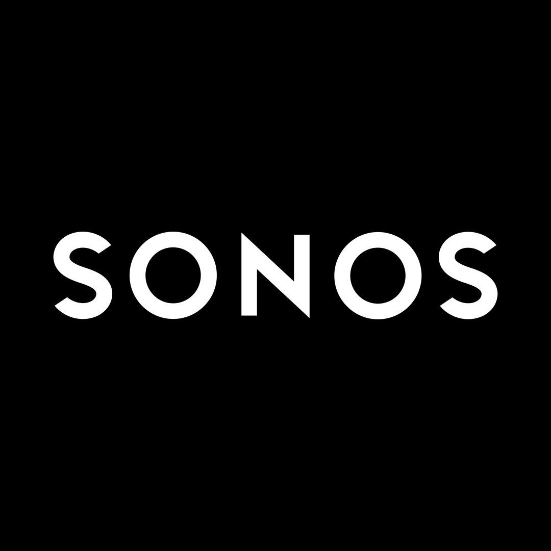 The sonos logo is white on a black background.