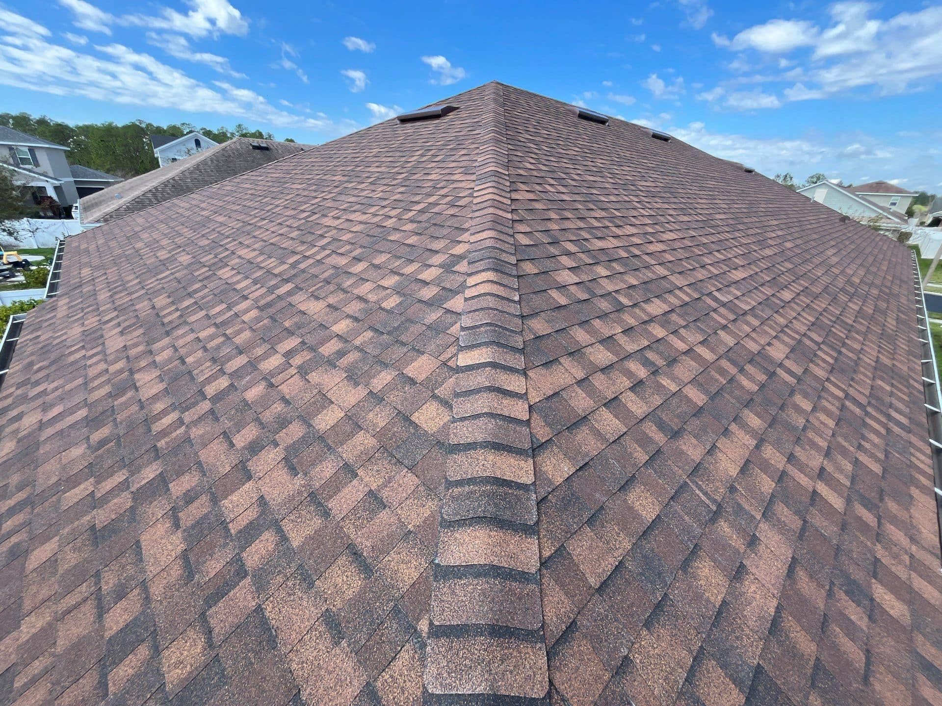 Asphalt shingle roof installation completed by Nations Roofing & Construction in Dade City, Florida