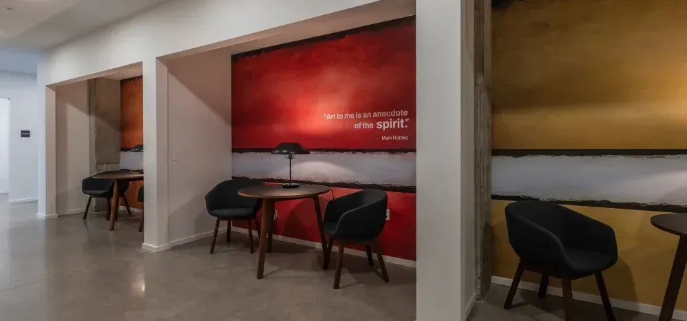 Photo showing the building lobby with quiet areas