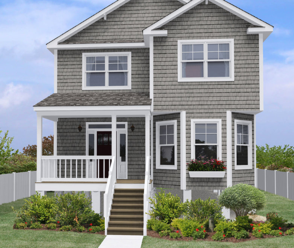 A Large Gray House with A Porch and Stairs | Rumson, NJ | Gary Allen Industries