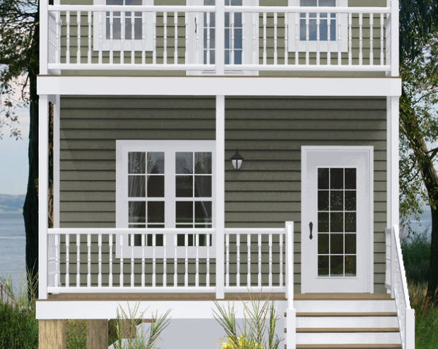 The Front of A House with A Balcony and Stairs | Rumson, NJ | Gary Allen Industries