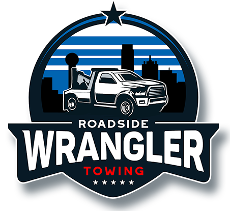 A dixie autobody towing logo with checkered flags on it