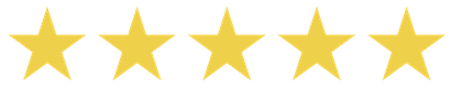 Five yellow stars are lined up in a row on a white background.