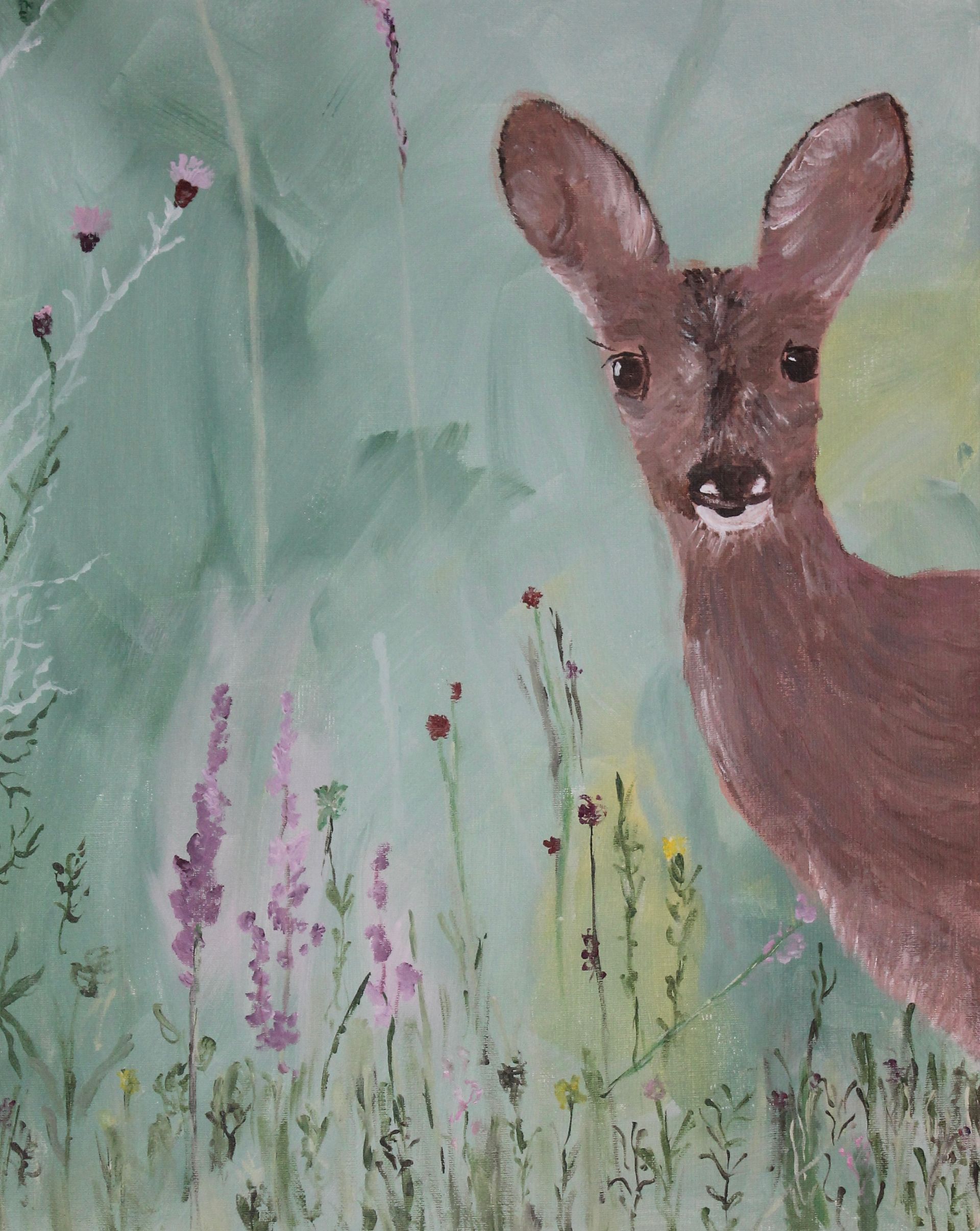 eindwerk schilderij hertje