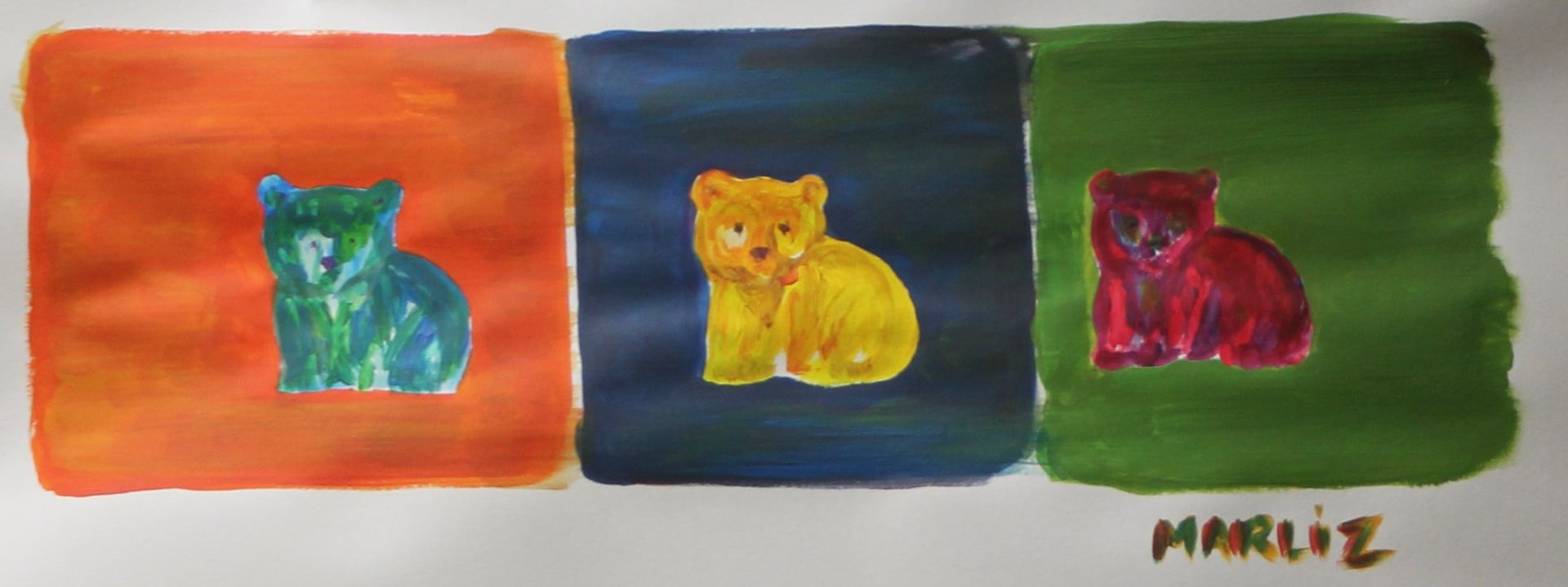 schilderij van een ijsbeer in verschillende kleuren