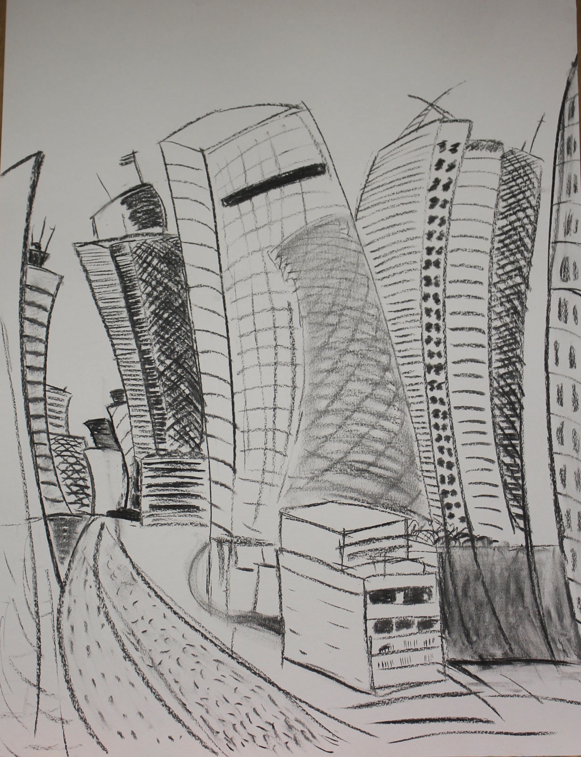 tekencursus houtskool skyline met een twist