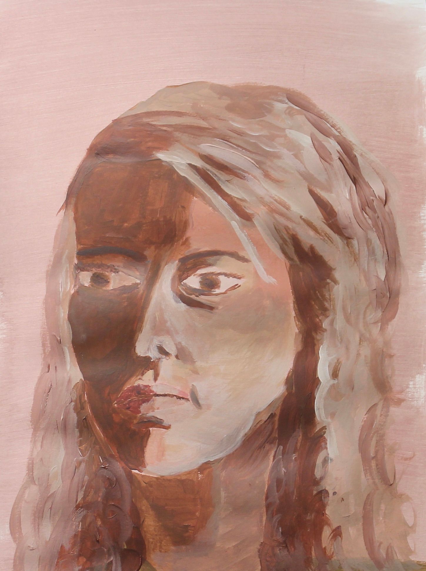 Een close-up van een schilderij van het gezicht van een vrouw