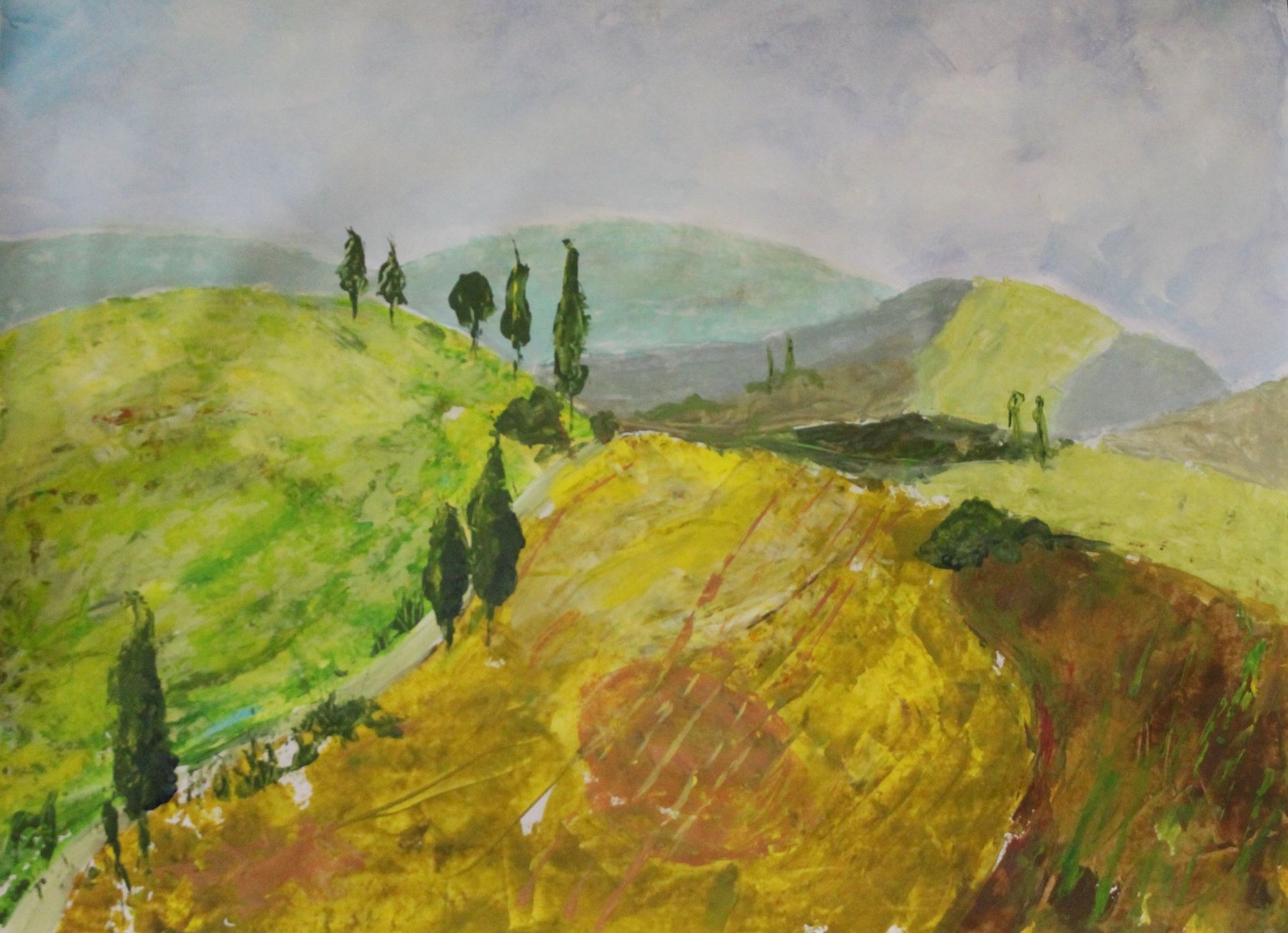 Schilderij van de zonsondergang met verwijzing naar het open atelier