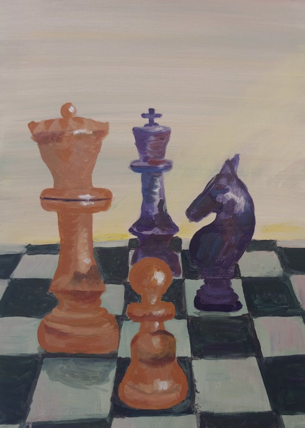 schilderij schaakspel