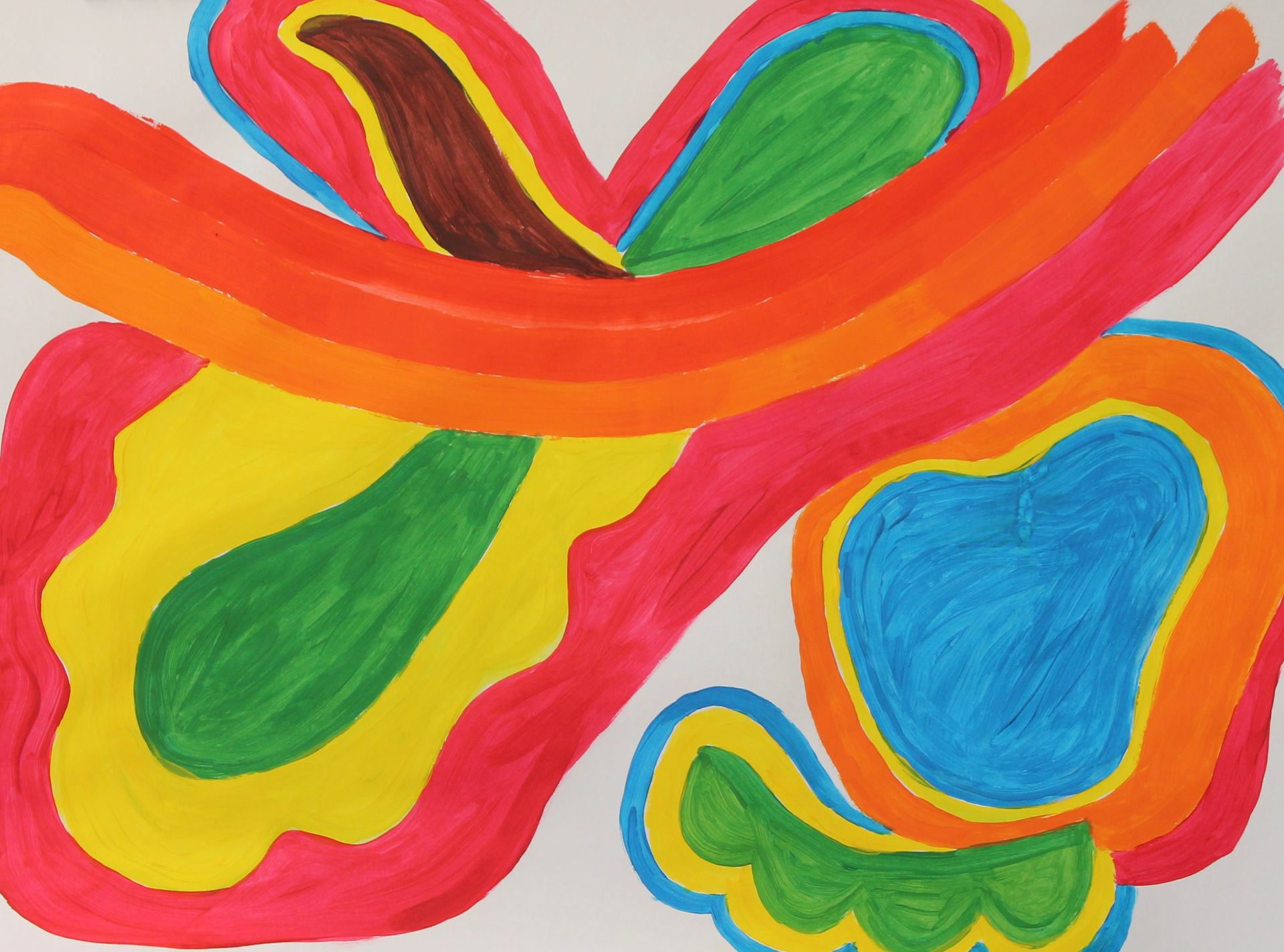Abstract schilderij met primaire en secundaire kleuren