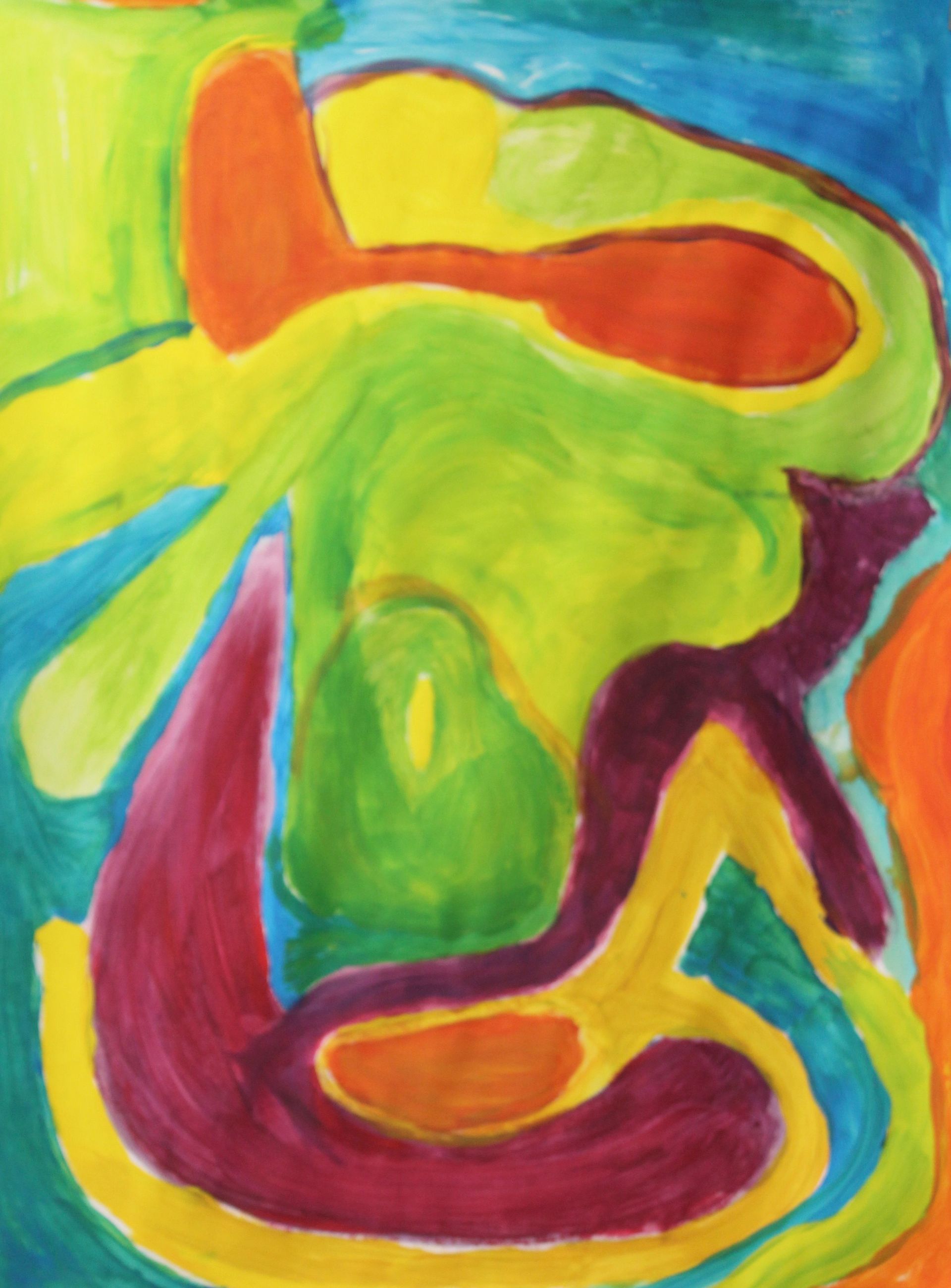 Abstract schilderij met primaire en secundaire kleuren