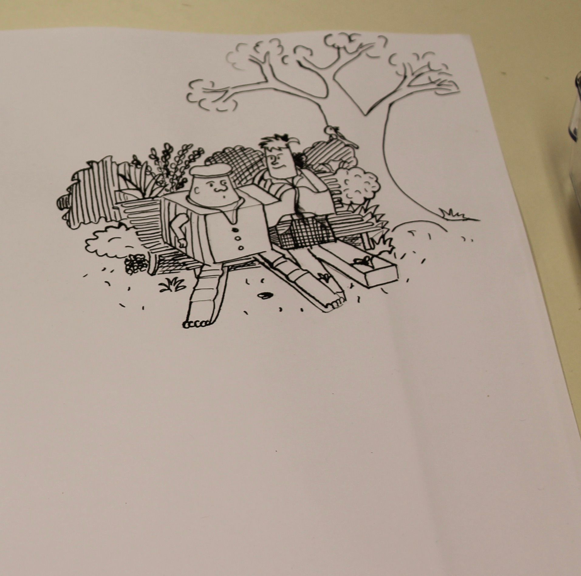 stripfiguur met ecoline