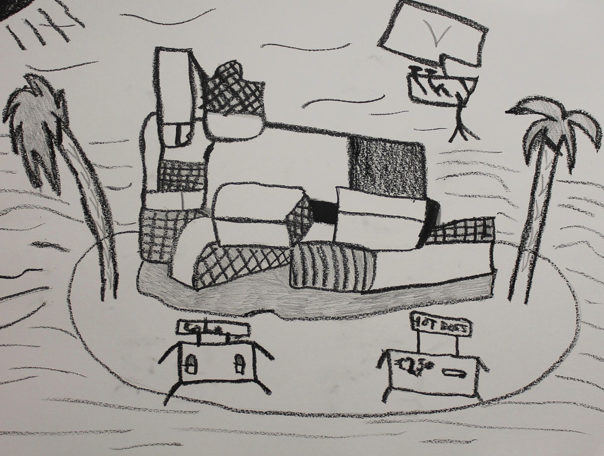 eiland tekenen met oliepastel