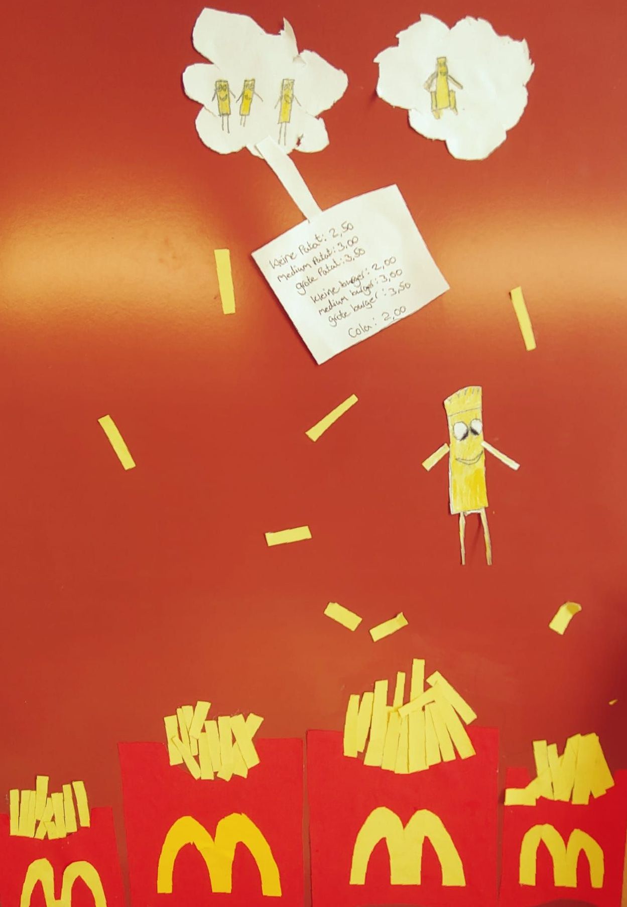 franse frietjes in verschillende porties