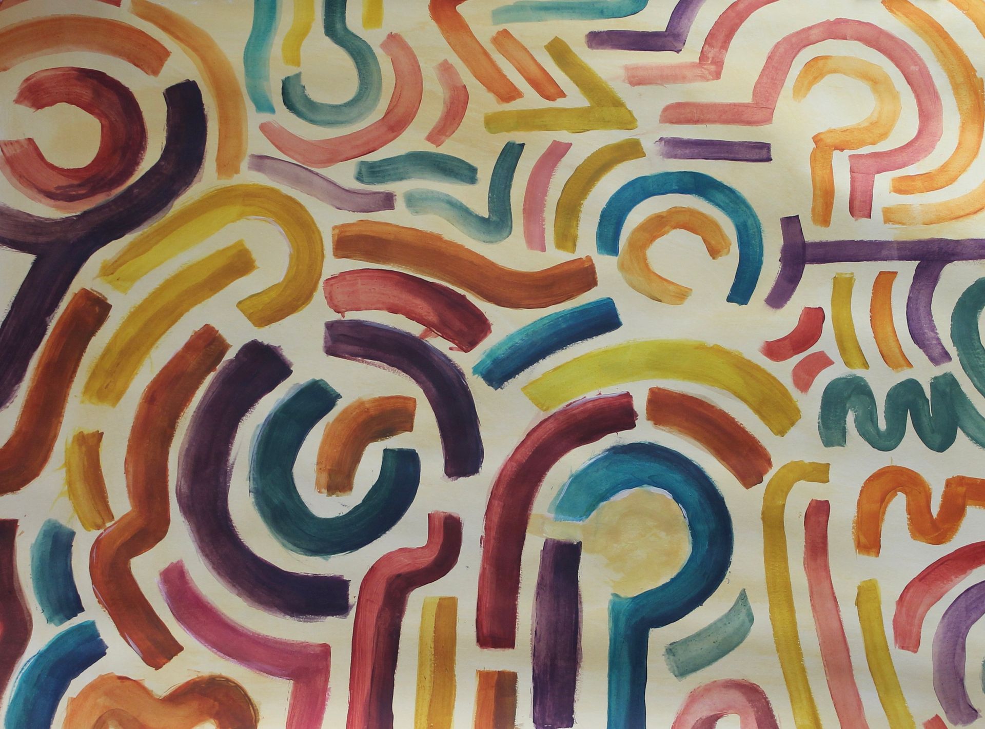 Een kleurrijk schilderij van een labyrinth
