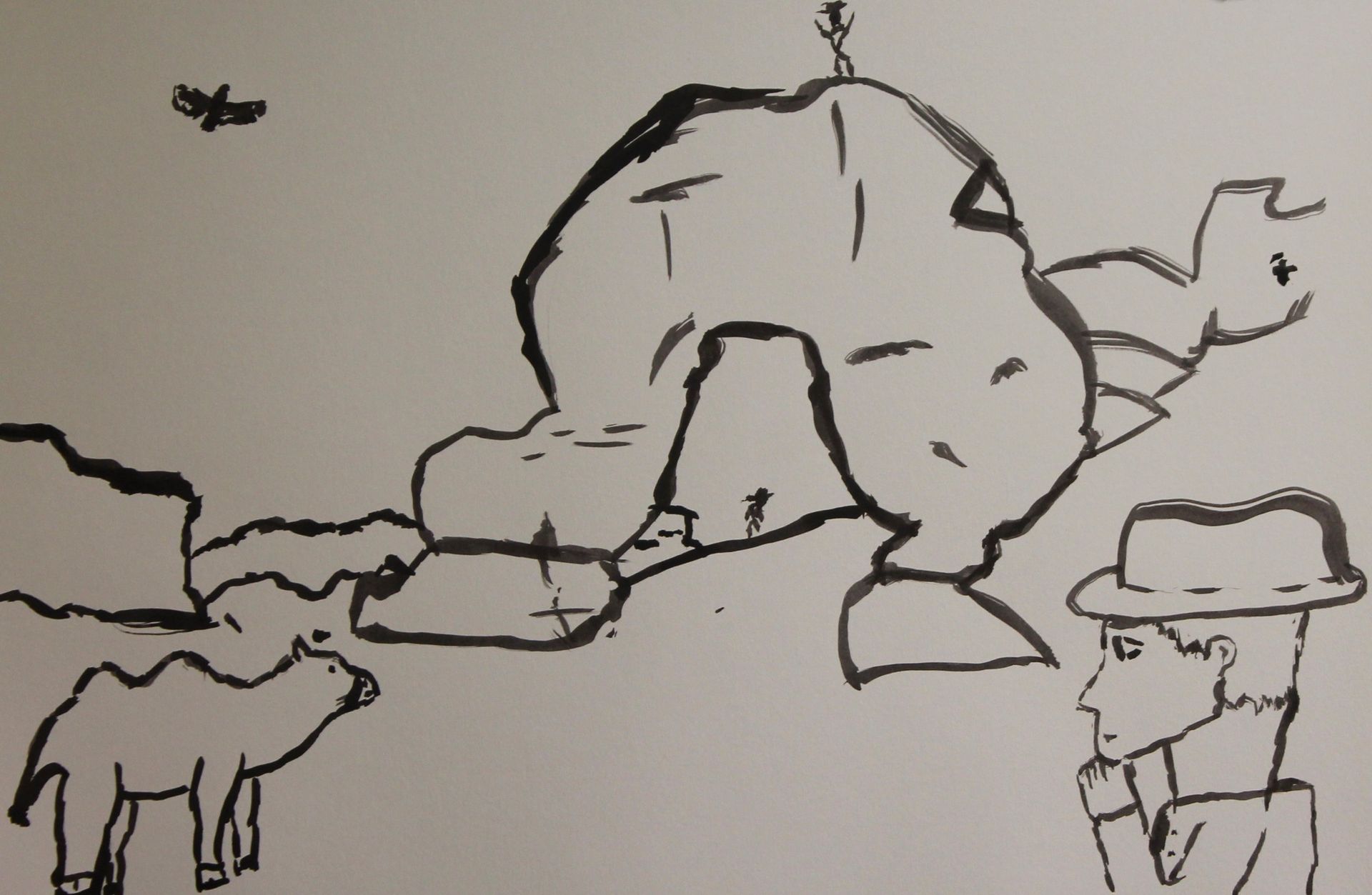 landschap met zwarte ecoline