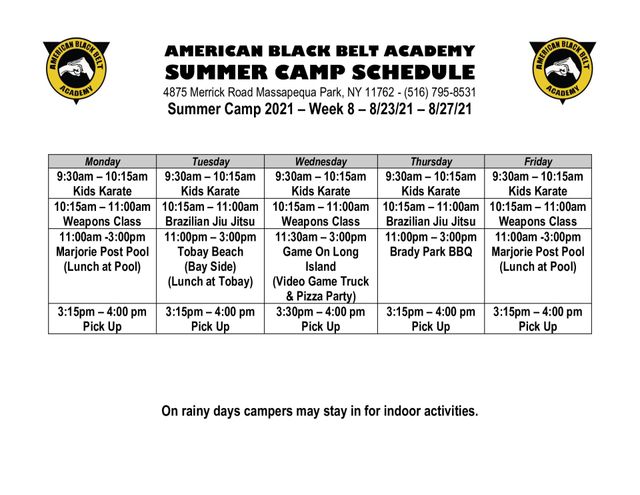 Martial Arts Summer Camp For Kids Self Defense Massapequa Ny