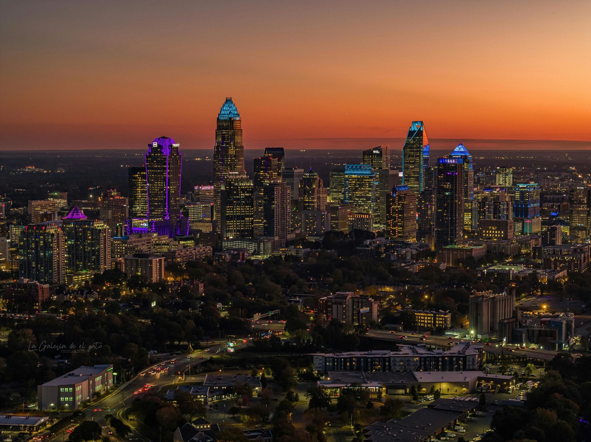 Charlotte skyline and downtown cityscape in North Carolina.