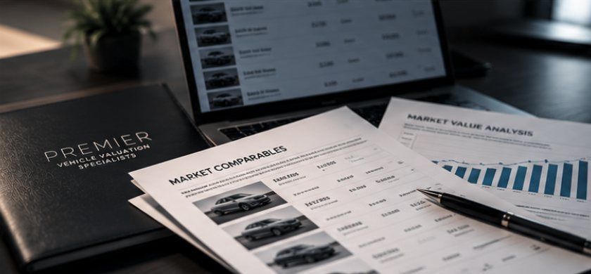 Premier market comparables report and market value analysis on a desk