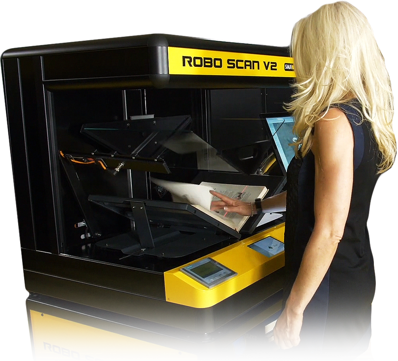 a lady operating the Robo Scan V2