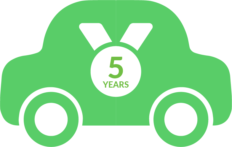 A green car with the number 5 on it.