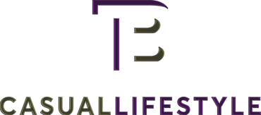 A logo for casual lifestyle with a purple letter b on a white background.