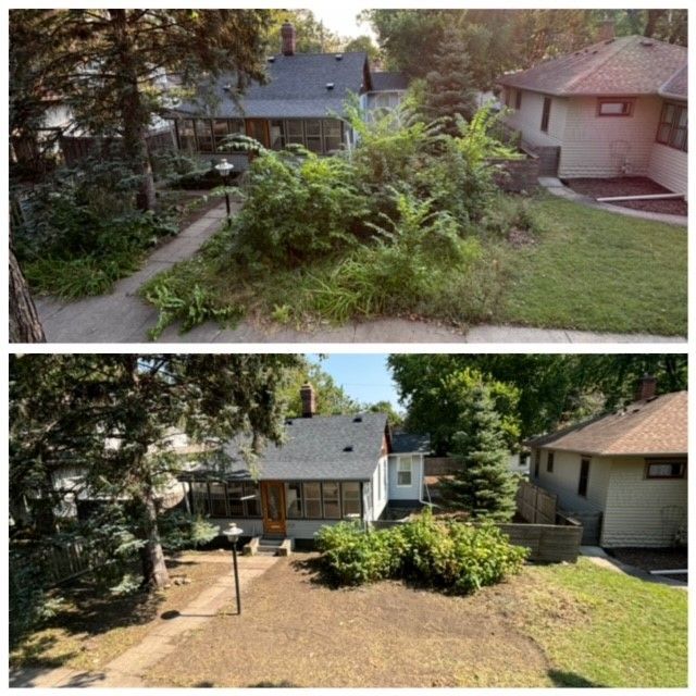 A before and after picture of a house