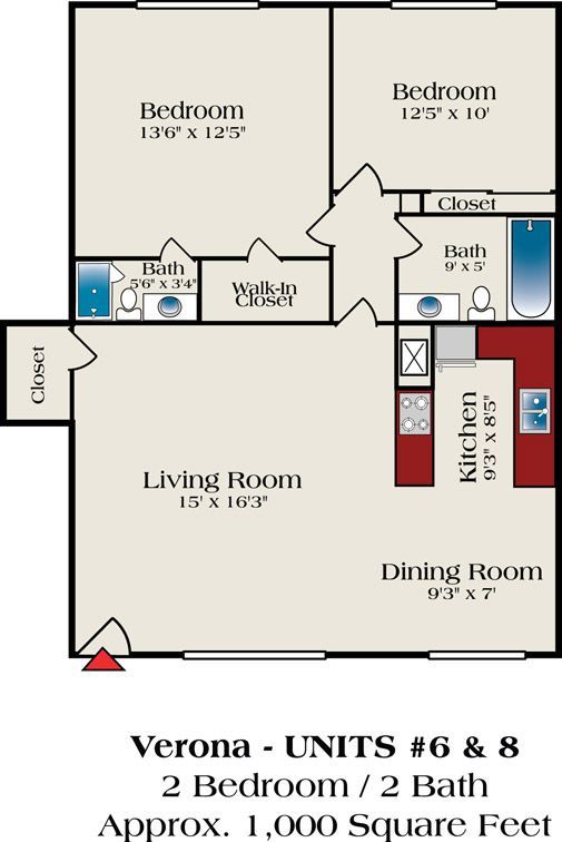A floor plan for verona units # 6 & 8