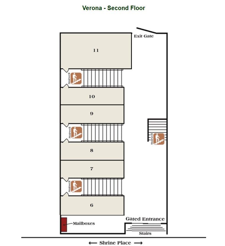 A floor plan of the second floor of a building