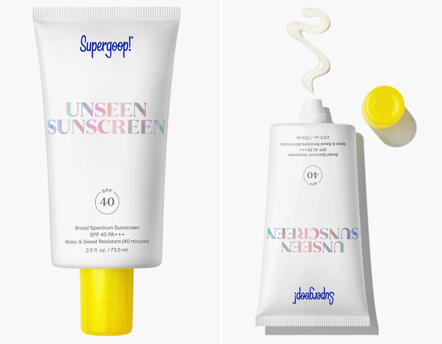a bottle of unseen sunscreen is next to a bottle of unseen sunscreen .