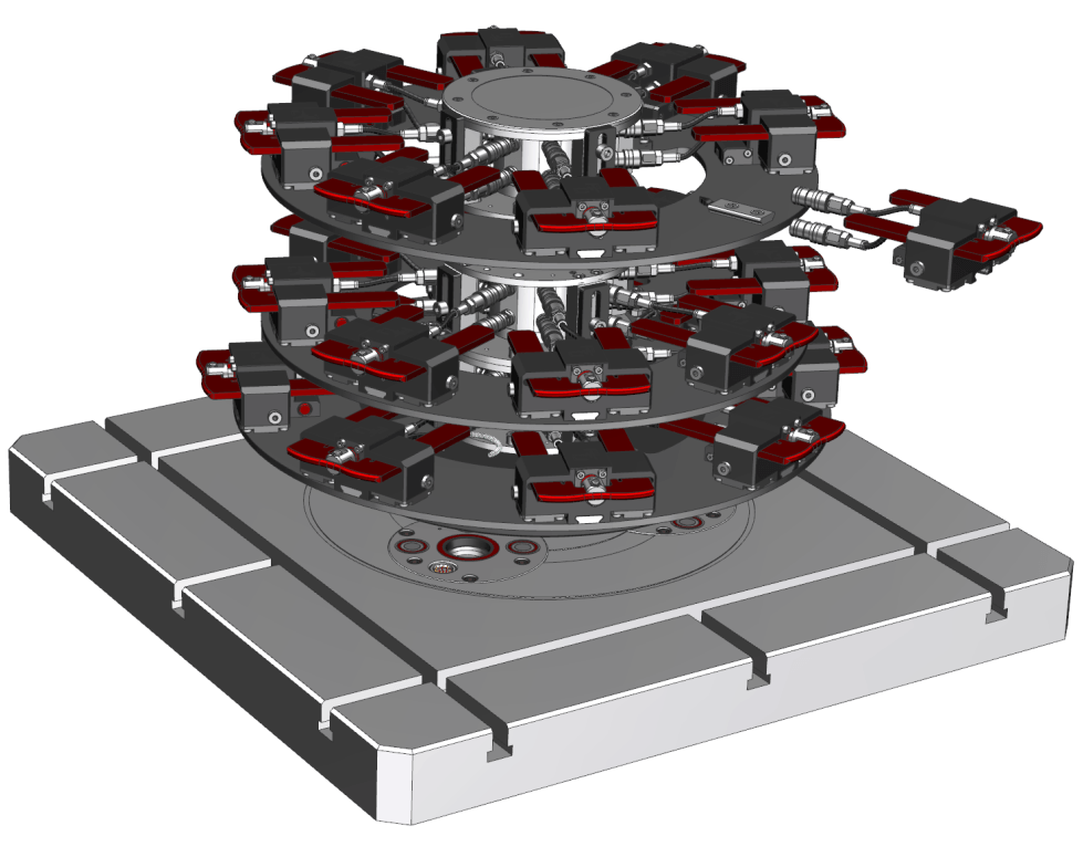 Modular casing clamping system exploded view