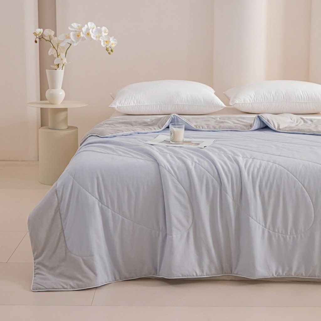 Romsey五星級超細科技纖維可水洗冰絲涼夏被(月光織夢-雲灰)