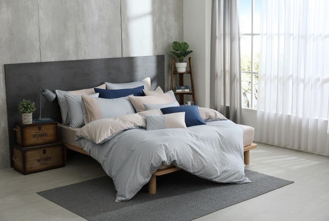 Romsey Bedding 頂級五星級貢緞時尚寢具(聖托里尼蔚藍)床包組，雙人150x186 cm