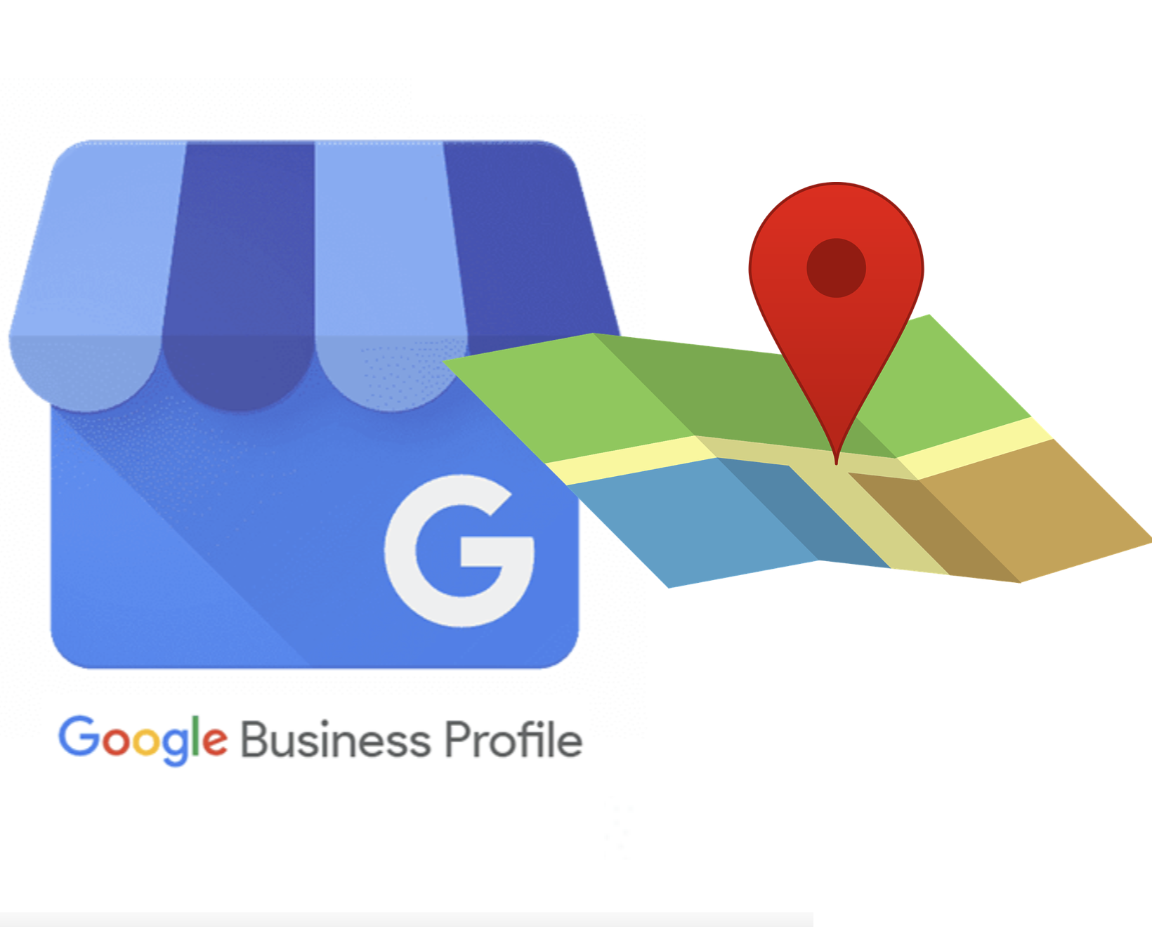 A google business profile logo with a map pin on it