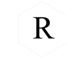 The letter r is in a white hexagon on a white background.