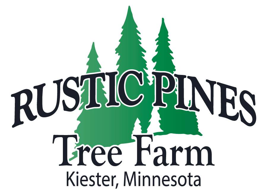 The logo for rustic pines tree farm in kiester minnesota
