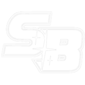 A white logo with the letter s and b on a white background.