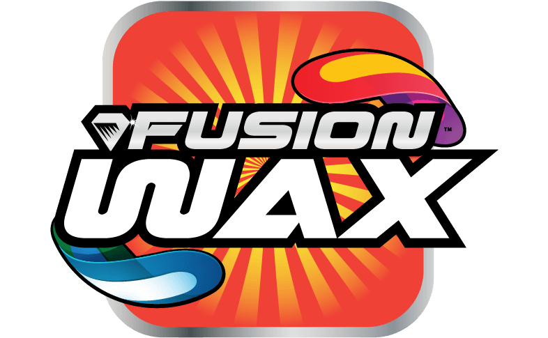 A colorful logo for fusion wax
