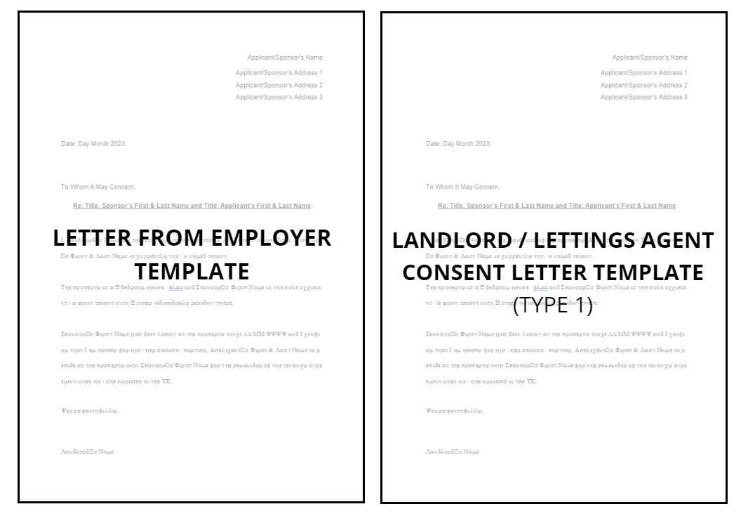 Employer Letter and Landlord Letter Templates for UK Visa Application