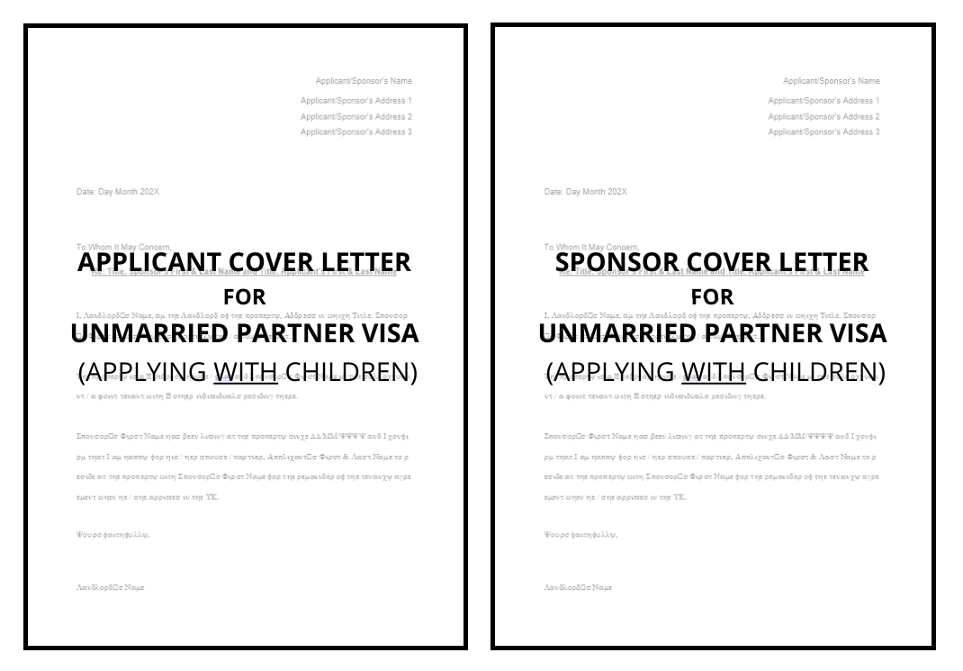 Applicant Cover Letter & Sponsor Letter of Support Templates for Fiancé(e) Visa
