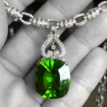Peridot and diamond necklace