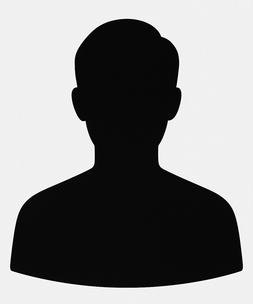 Silhouette of a person from the shoulders up, against a white background.