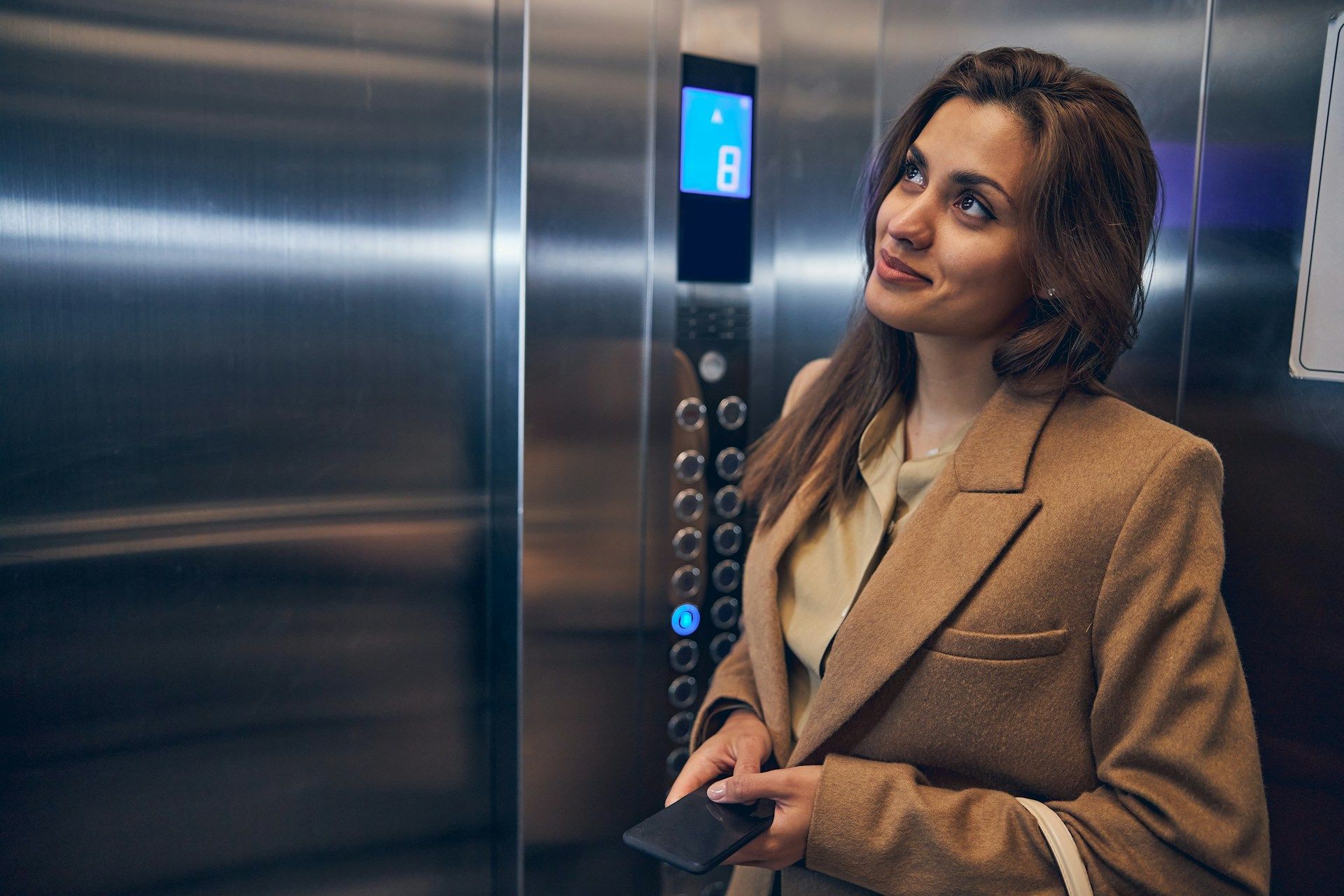 woman on elevator