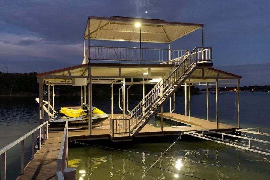 Boat Dock With Lighting at Night