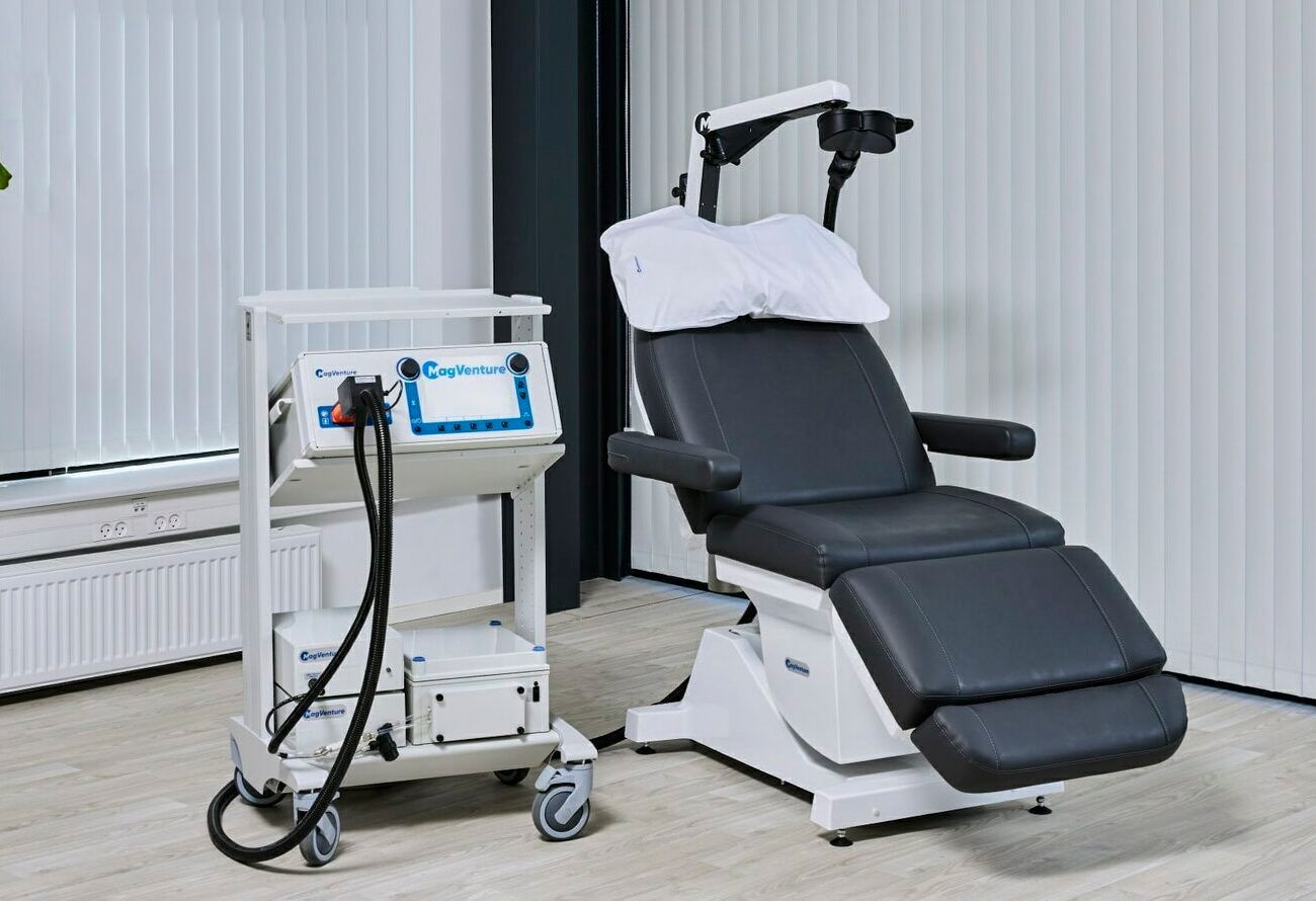 tms therapy fda cleared for depression treatment chair
