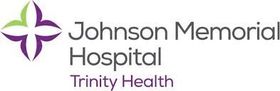 Johnson Memorial Hospital Trinity Health logo with purple flower icon and gray text